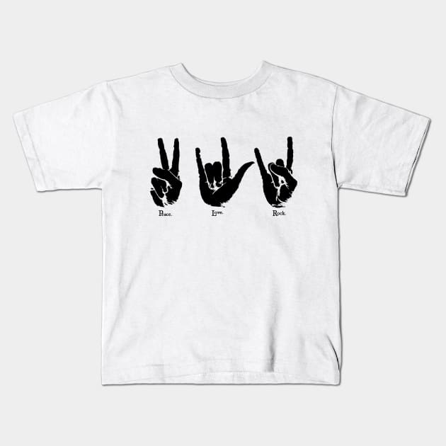 peace love rock and roll B Kids T-Shirt by DrTigrou